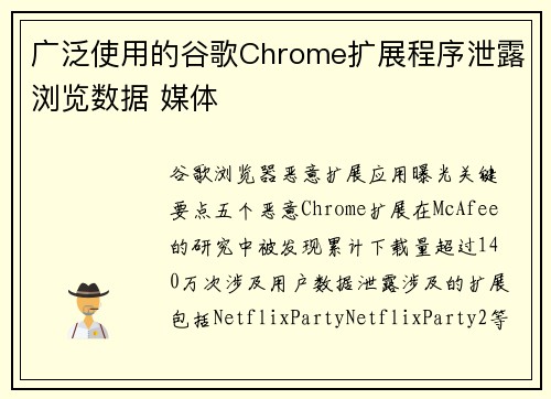 广泛使用的谷歌Chrome扩展程序泄露浏览数据 媒体
