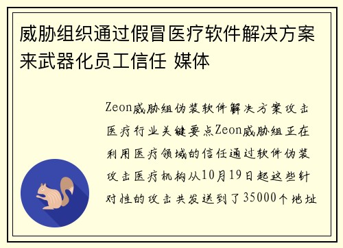 威胁组织通过假冒医疗软件解决方案来武器化员工信任 媒体